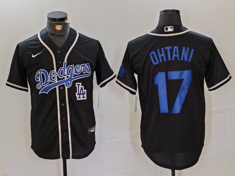 Men Los Angeles Dodgers 17 Ohtani Black Fashion Nike Game MLB Jersey style 45